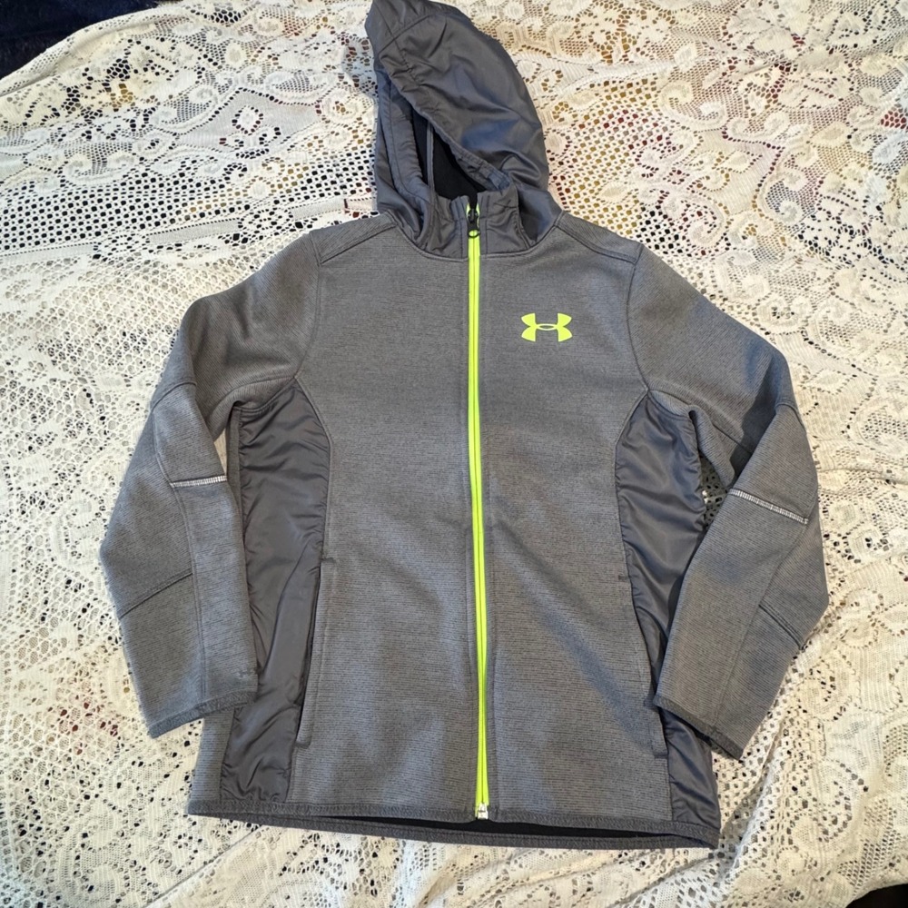 Under Armour Youth Gray Full Zip Hoodie Jacket Athletic Warmup‎ YMD Medium